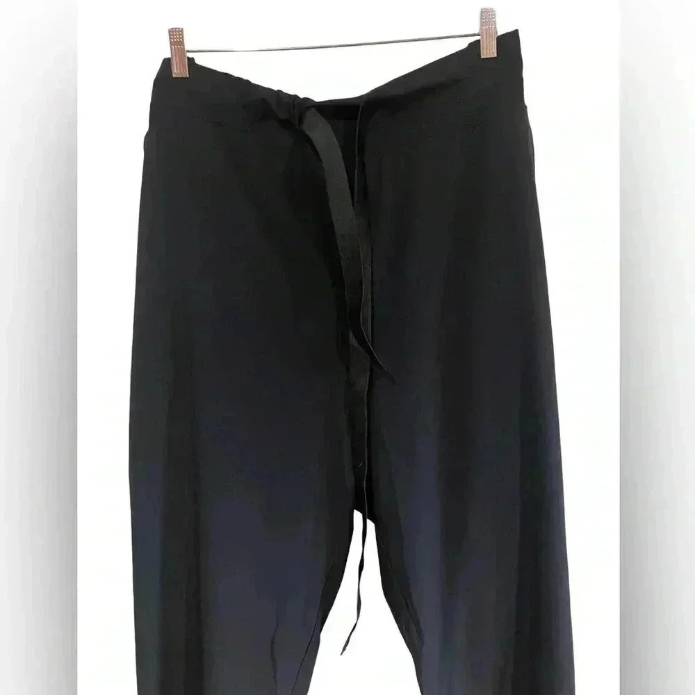 Athleta Womens Black Tuxedo Striped Drawstring Cropped Pants High Rise Pocket - Picture 5 of 9
